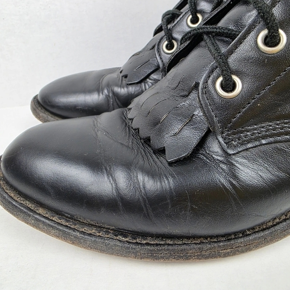Justin Boots Black Combat Moto Boots Lace-Up Sz 6.5 - Picture 5 of 10